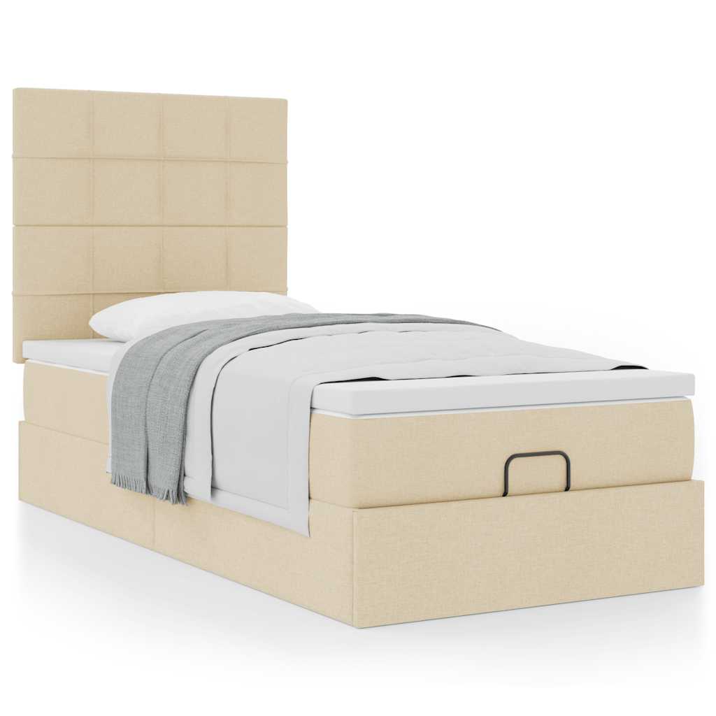 Cama otomana com colchão 90x200 cm tecido creme