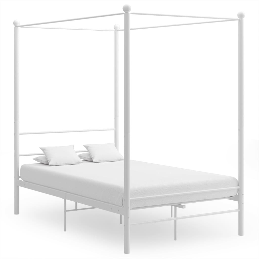 Estrutura de cama com dossel 140x200 cm metal branco