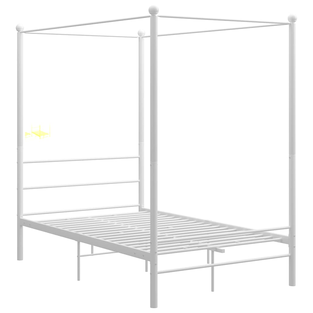 Estrutura de cama com dossel 140x200 cm metal branco