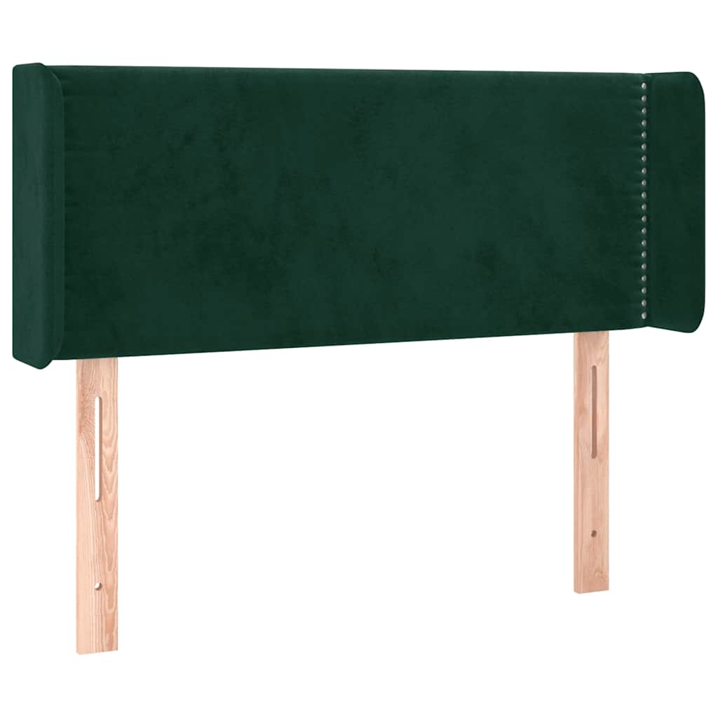 Cabeceira cama c/ luzes LED veludo 103x16x78/88 cm verde-escuro