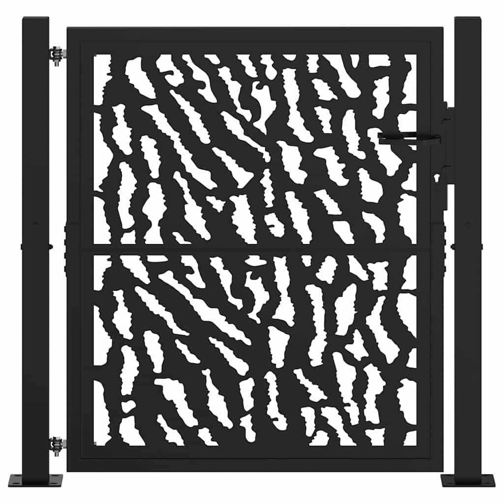 Portão de jardim preto 100x100 cm aço com design de rastros