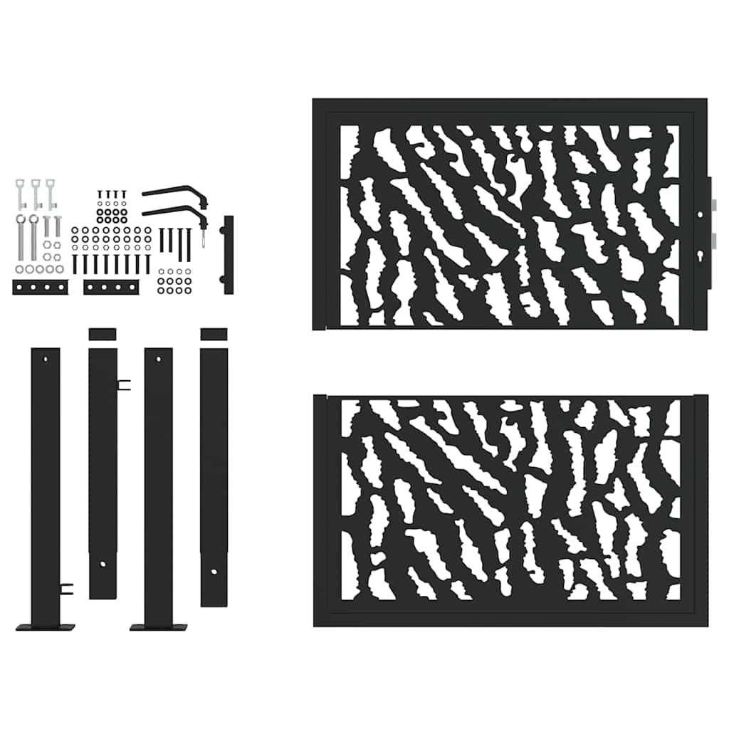 Portão de jardim preto 100x100 cm aço com design de rastros