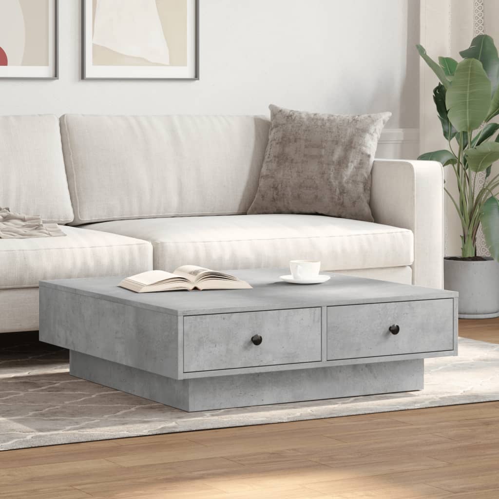 Mesa de centro 90x90x28 cm contraplacado cinzento cimento
