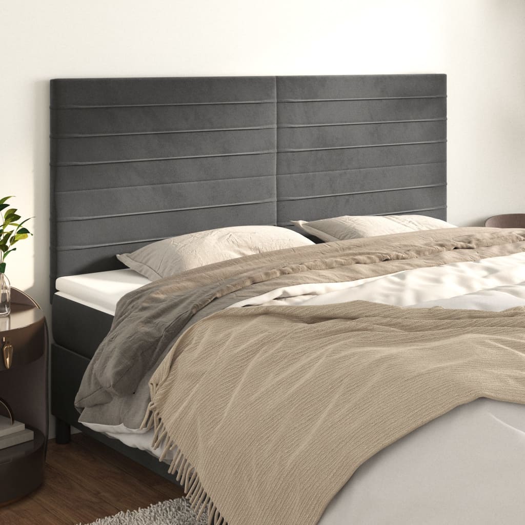 Cabeceira cinza escuro 160x5x118/128 cm veludo