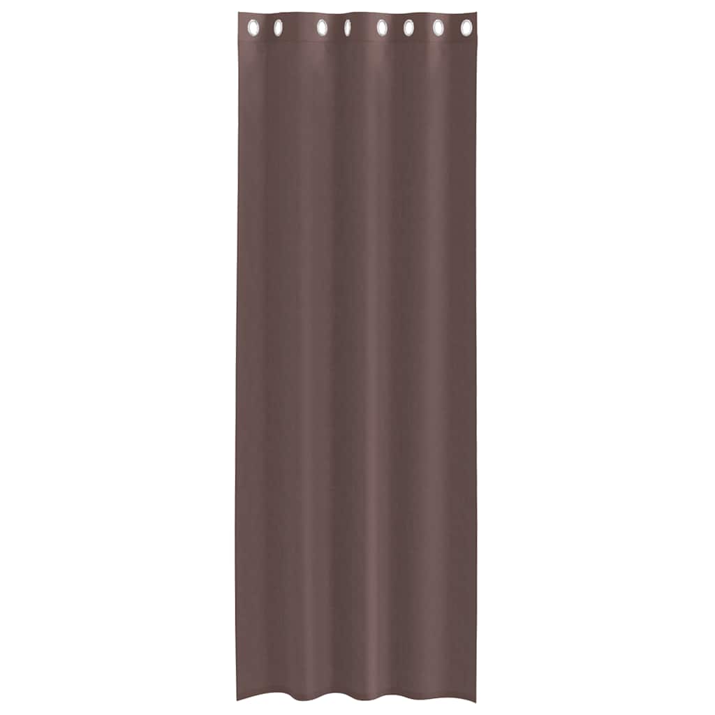 Cortinas de voile com ilhós 2 pcs castanho 140x300 cm