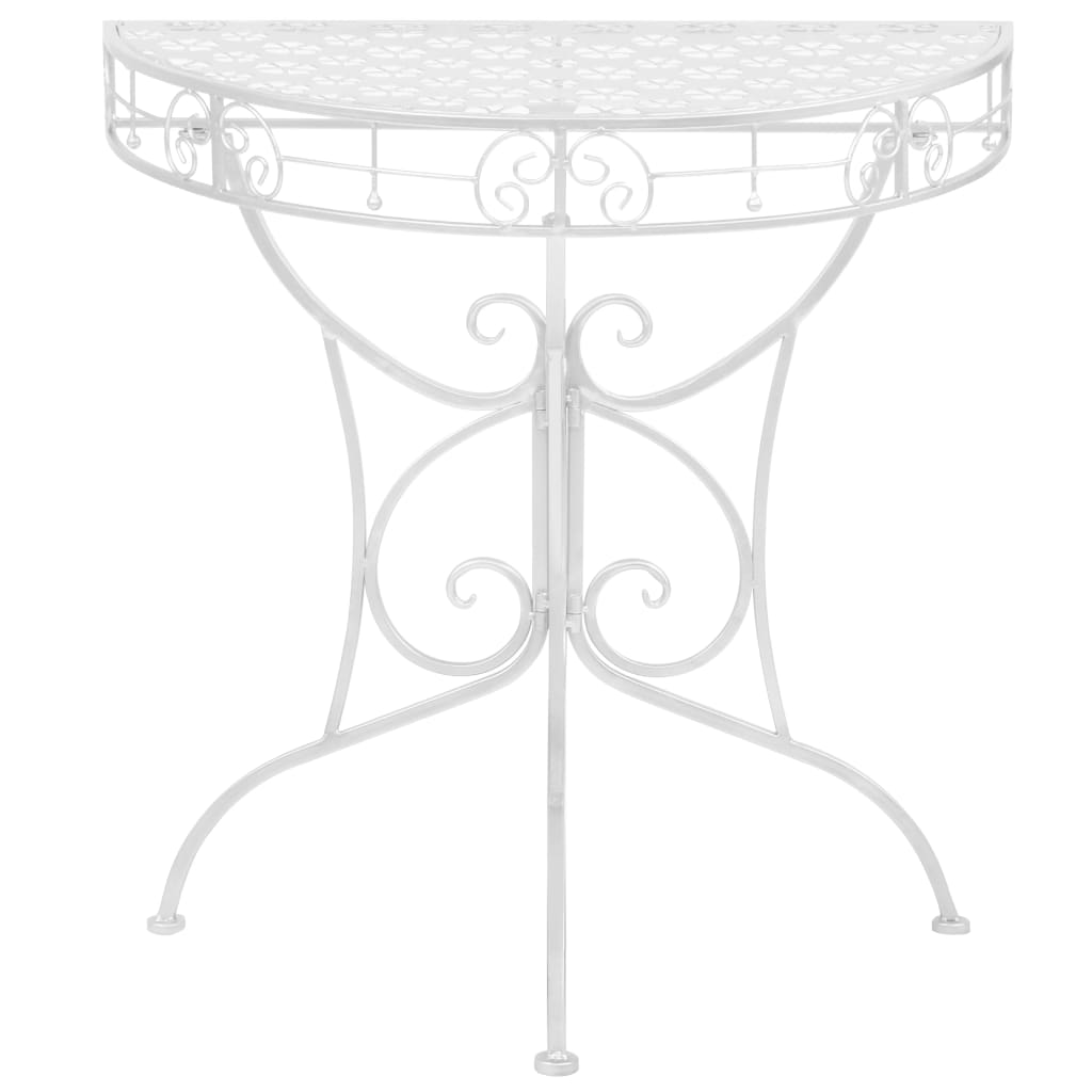 Mesa de apoio vintage semicircular metal 72x36x74 cm prateado