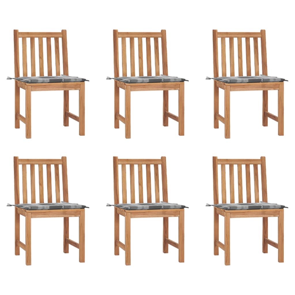 Cadeiras de jardim 6 pcs c/ almofadões madeira de teca maciça
