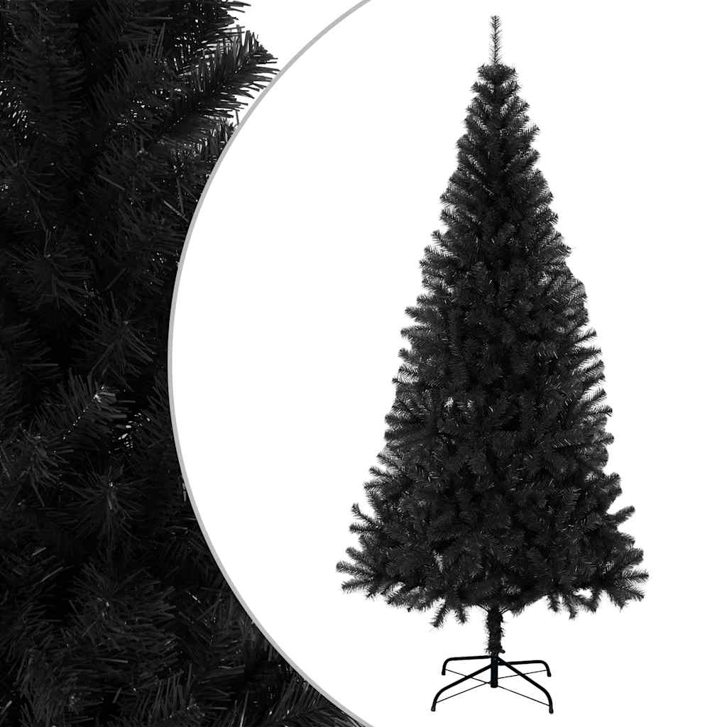Árvore de natal artificial com suporte 210 cm PVC preto