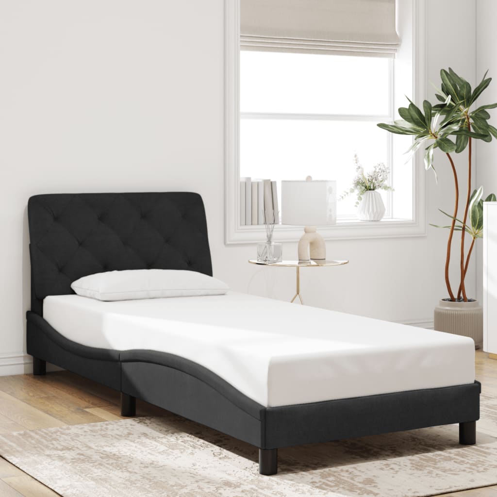 Estrutura de cama com LED sem colchão 90x200 cm veludo preto