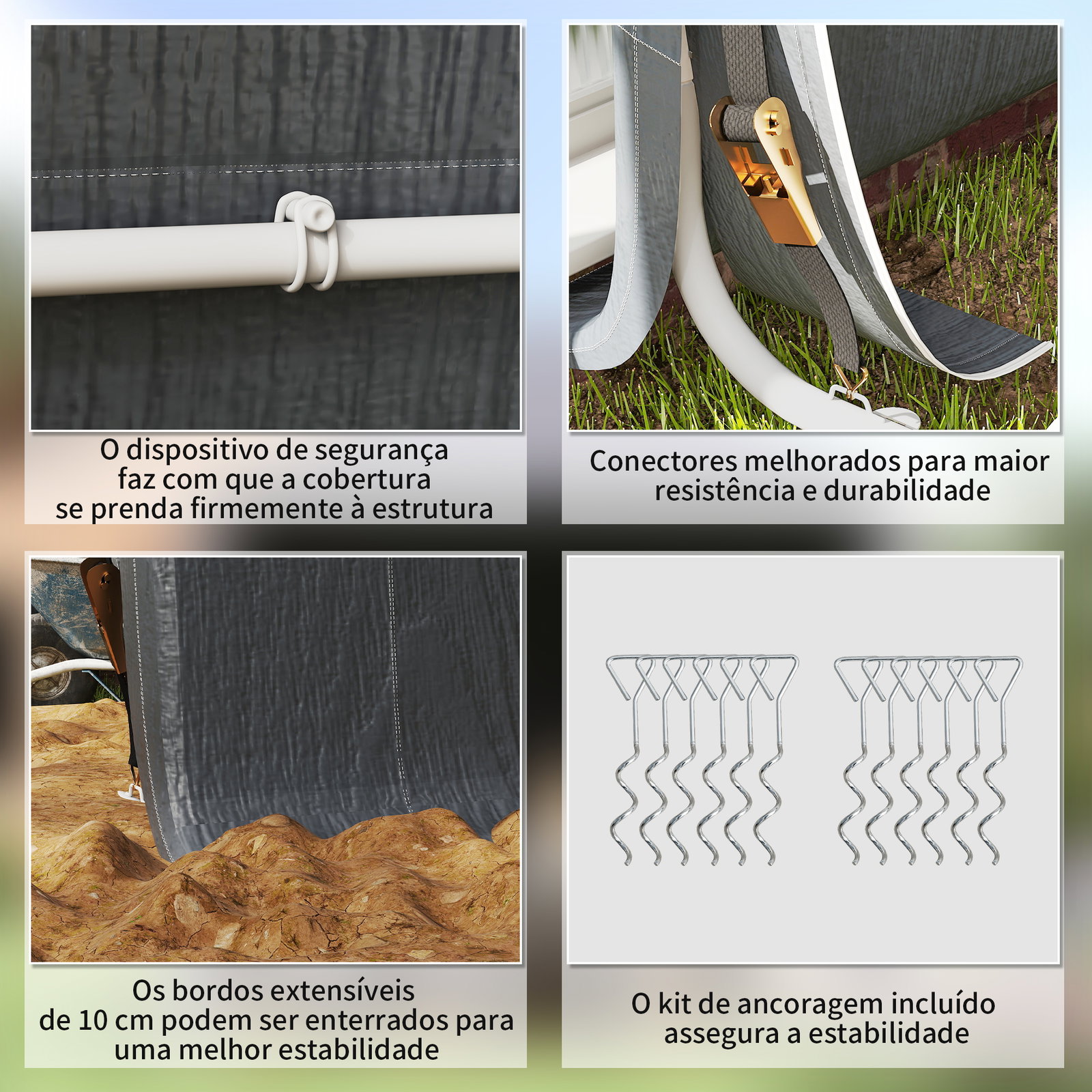 Tenda de Jardim para Bicicletas com Estrutura Metálica, 2 Portas com Fecho, Impermeável, Anti-UV, 2,4x2x2 m, Cinzento Escuro