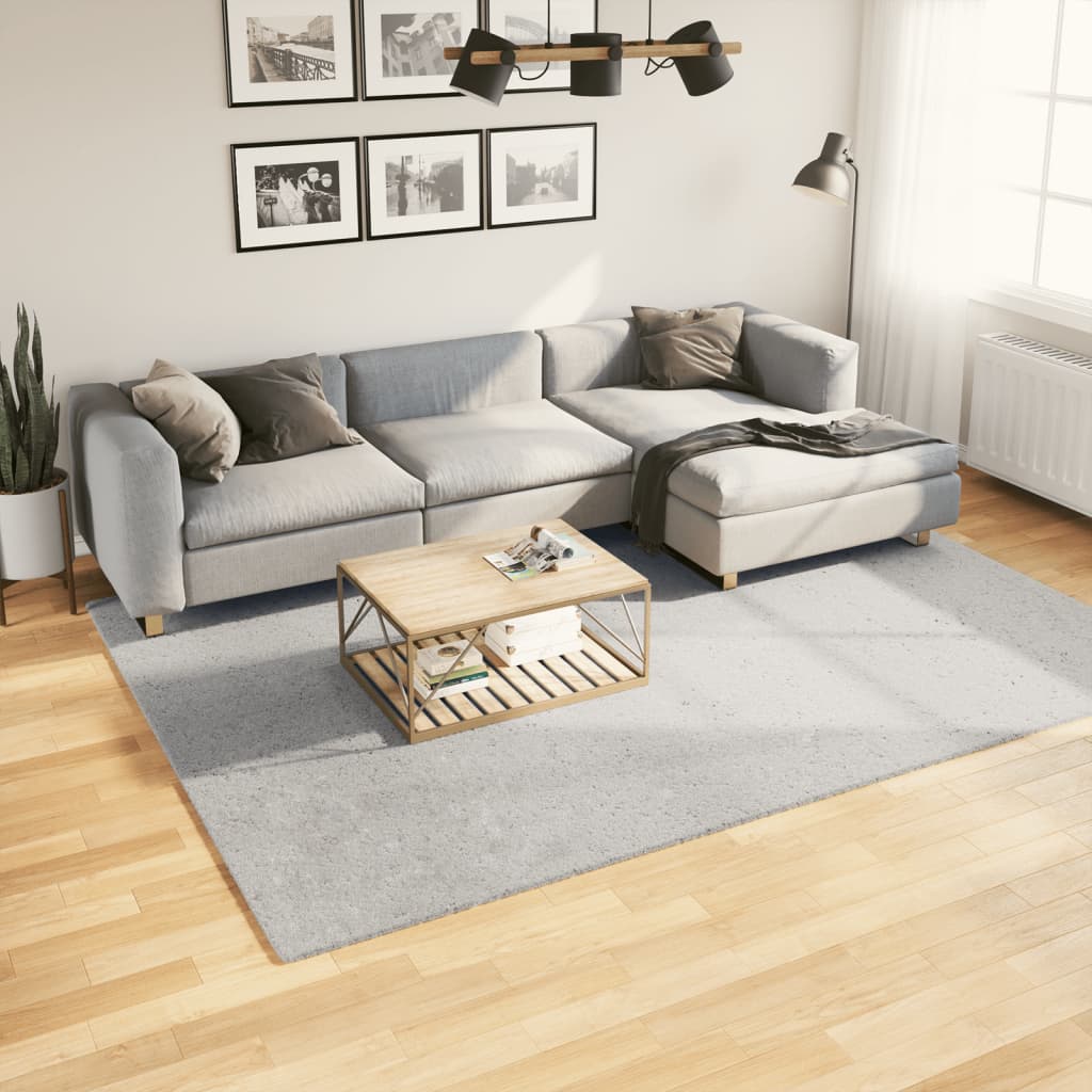 Tapete pelo curto macio e lavável huarte 200x280 cm cinzento