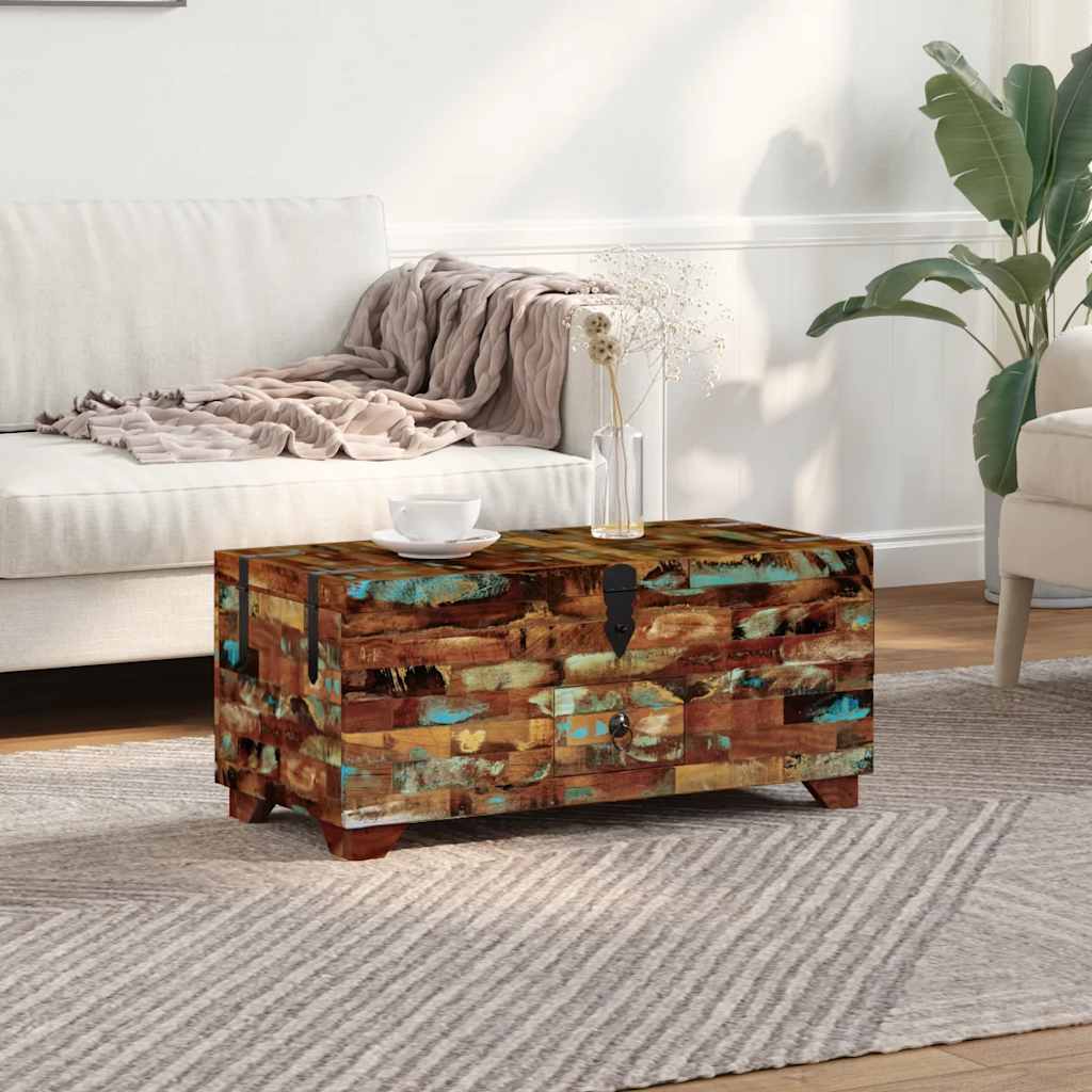 Mesa de centro baú/caixa 80x40x35cm madeira reciclada maciça