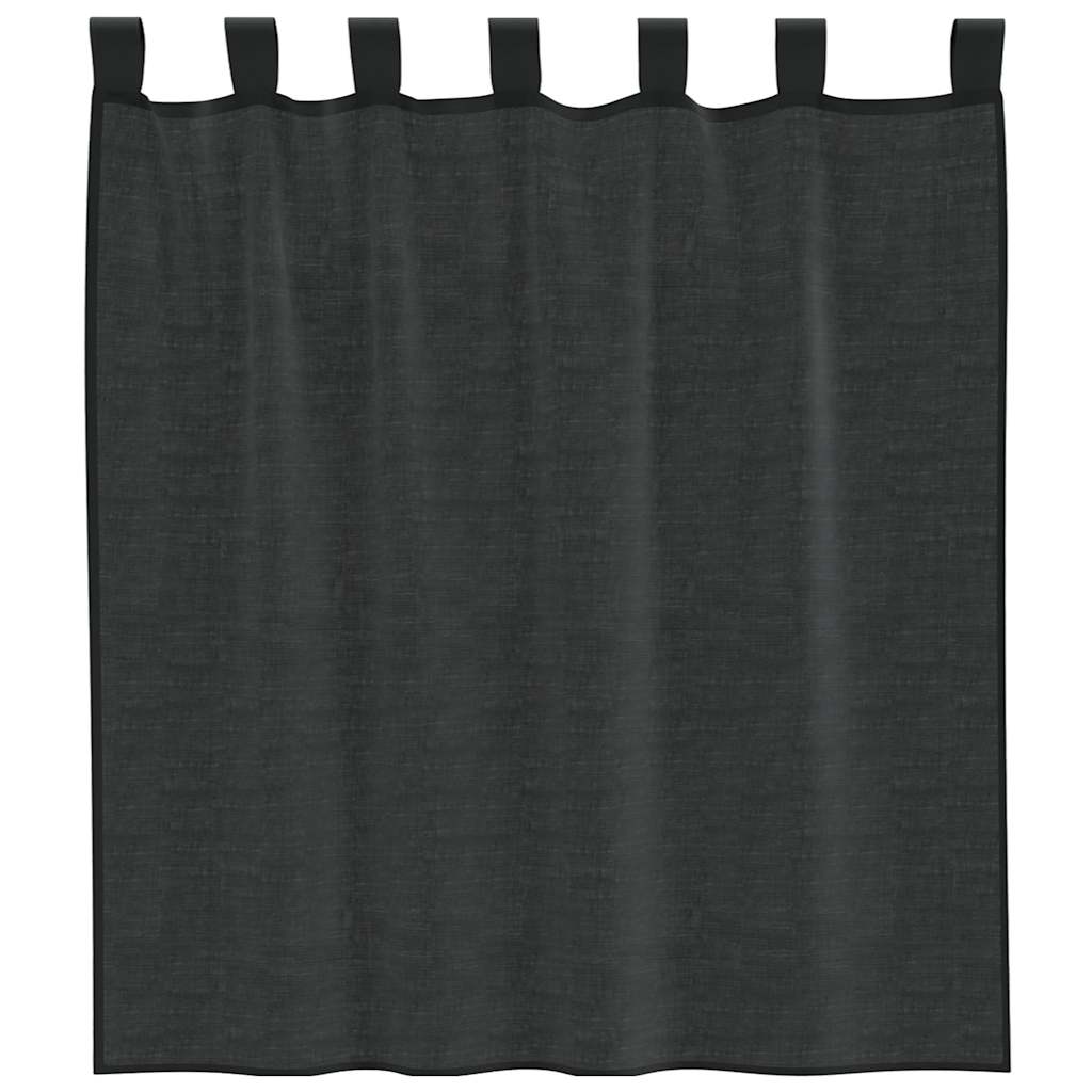 Cortinas de voile com aba 2 pcs preto