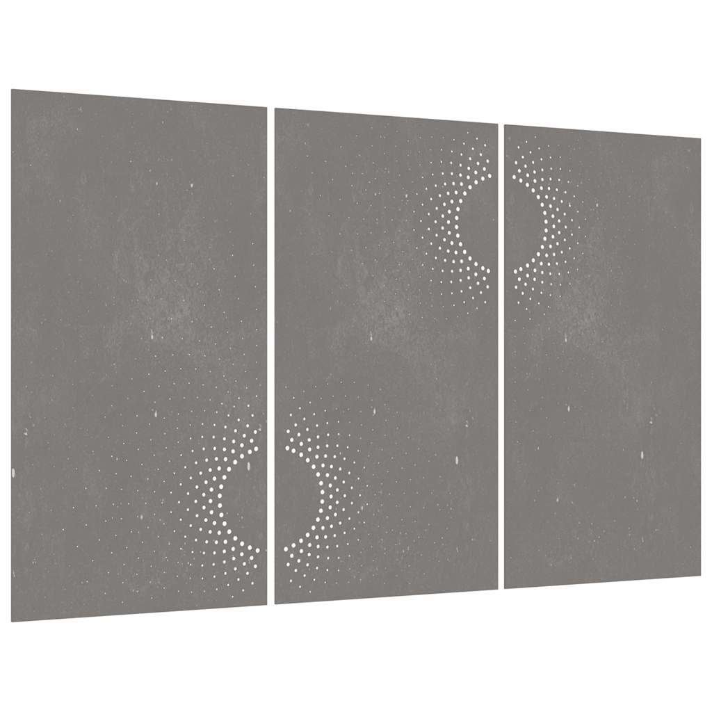 Decoração p/ muro de jardim 3pcs 105x55cm aço corten design sol