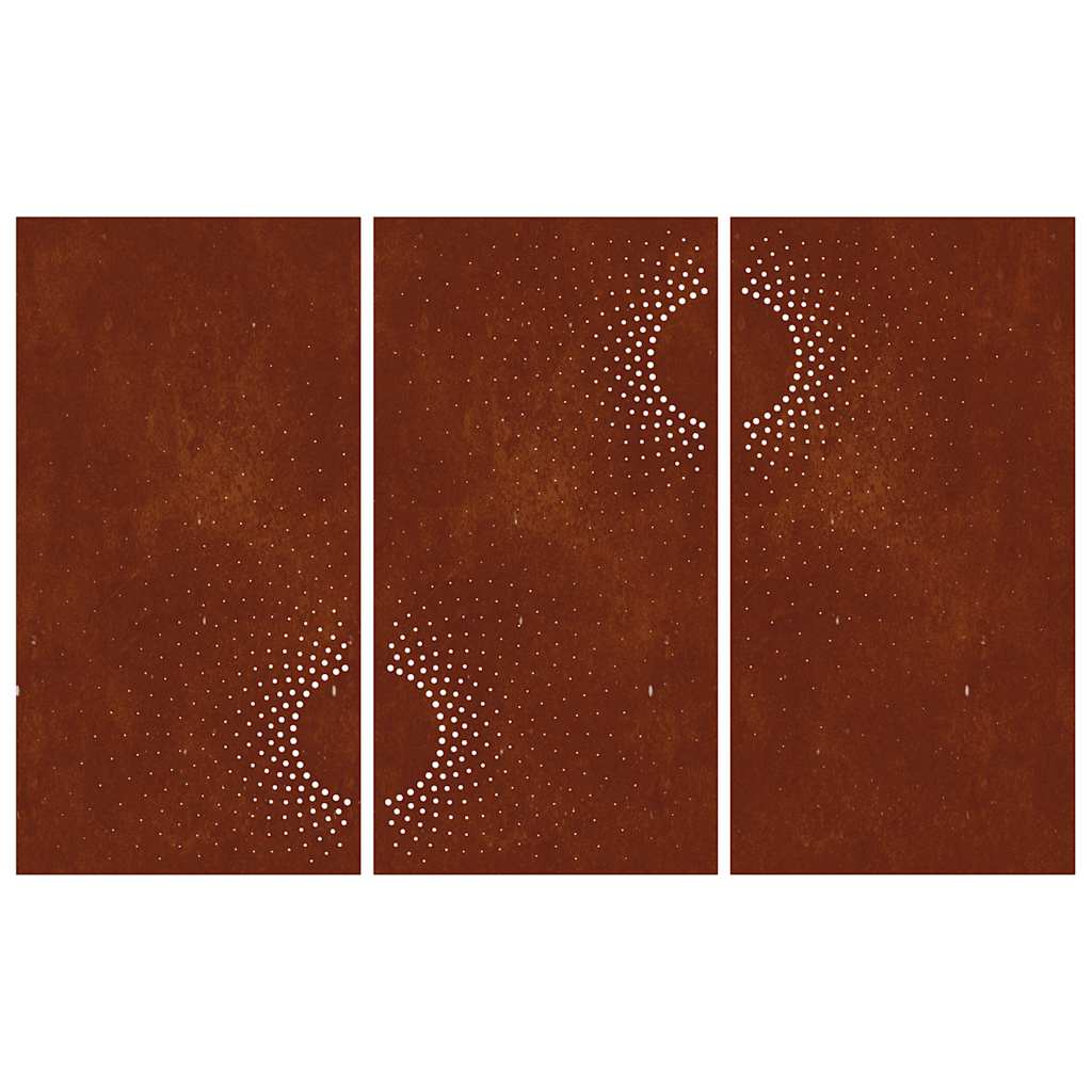 Decoração p/ muro de jardim 3pcs 105x55cm aço corten design sol