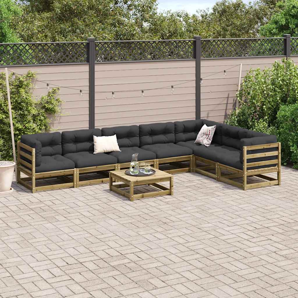 8 Pcs conjunto sofás de jardim madeira de pinho impregnada
