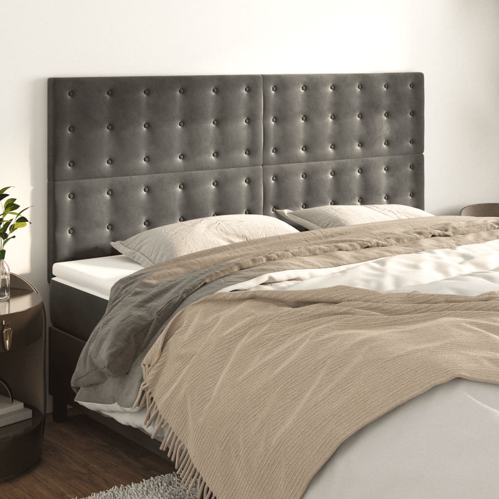Cabeceira cinza escuro 200x5x118/128 cm veludo