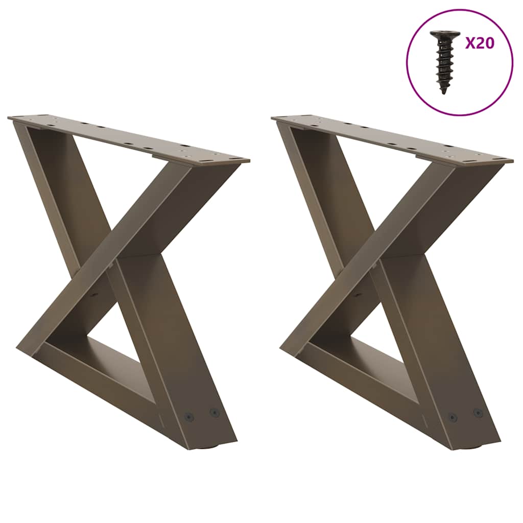 Pés para mesa de centro 2 peças aço natural 50x(30-31,3) cm aço