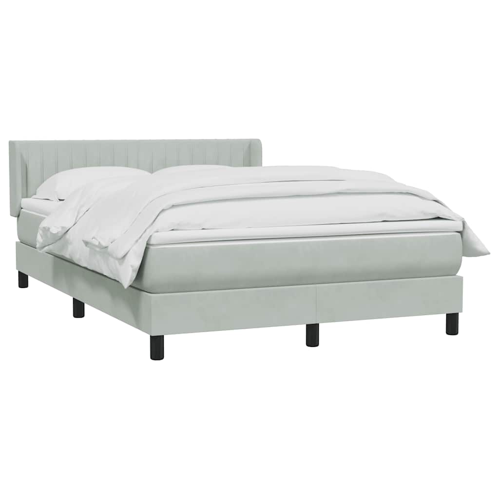 Cama com molas/colchão 160x210 cm veludo cinzento-claro