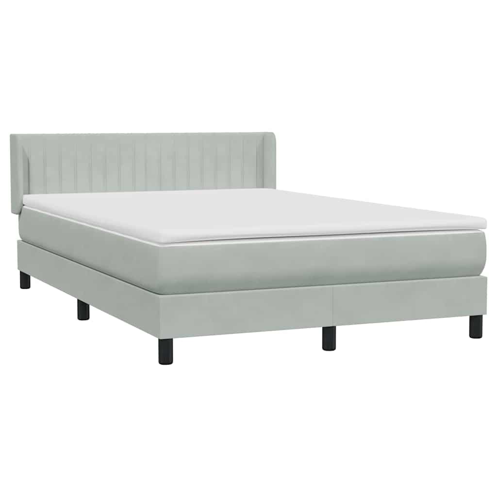 Cama com molas/colchão 160x210 cm veludo cinzento-claro
