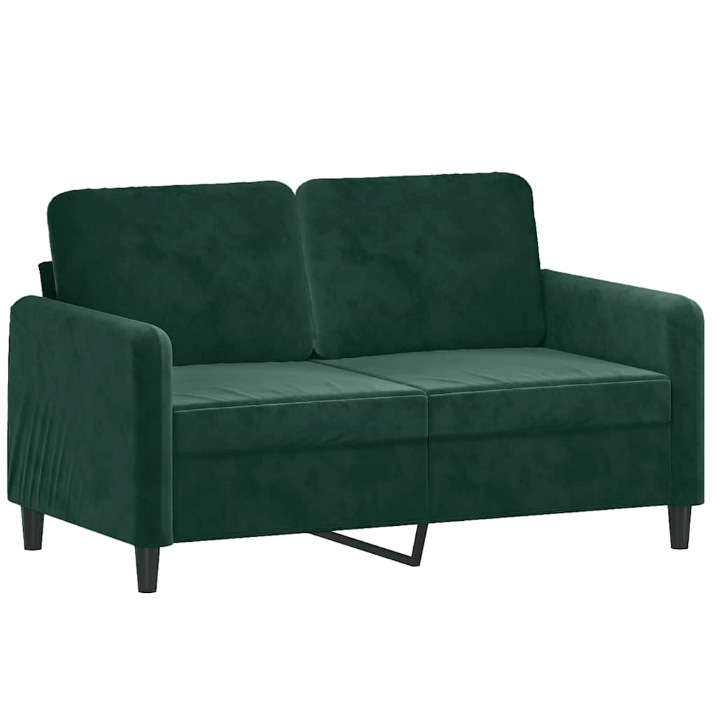2 Pcs conjunto de sofás com almofadas veludo verde-escuro