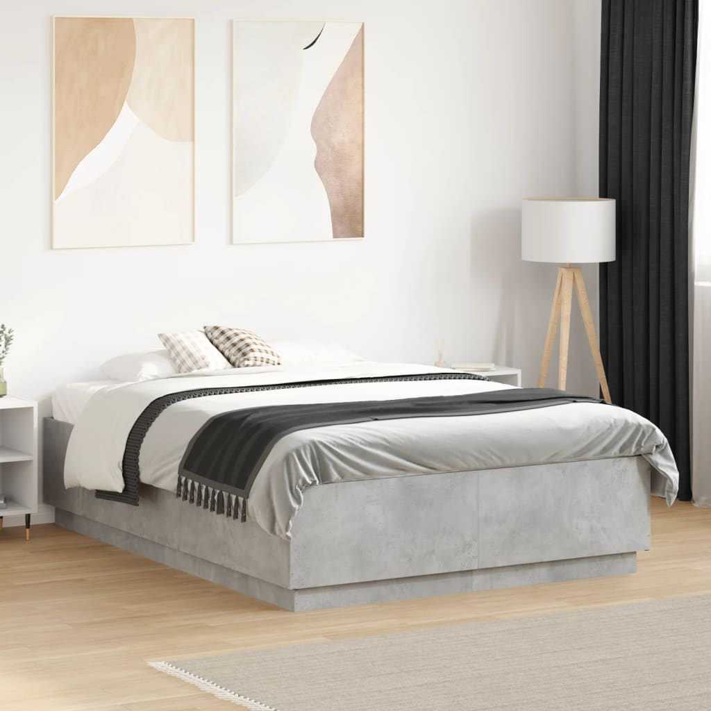 Estrutura de cama 135x190 cm derivados de madeira cinza cimento