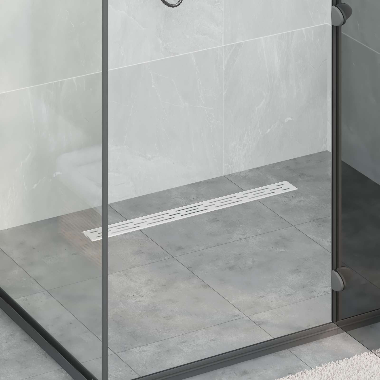 Dreno de chuveiro com design de linha prateado 70 cm