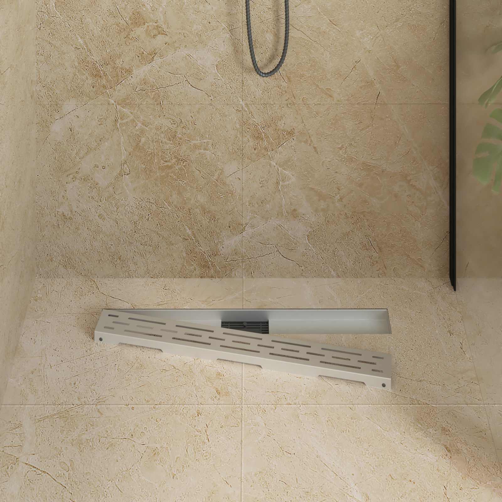 Dreno de chuveiro com design de linha prateado 70 cm