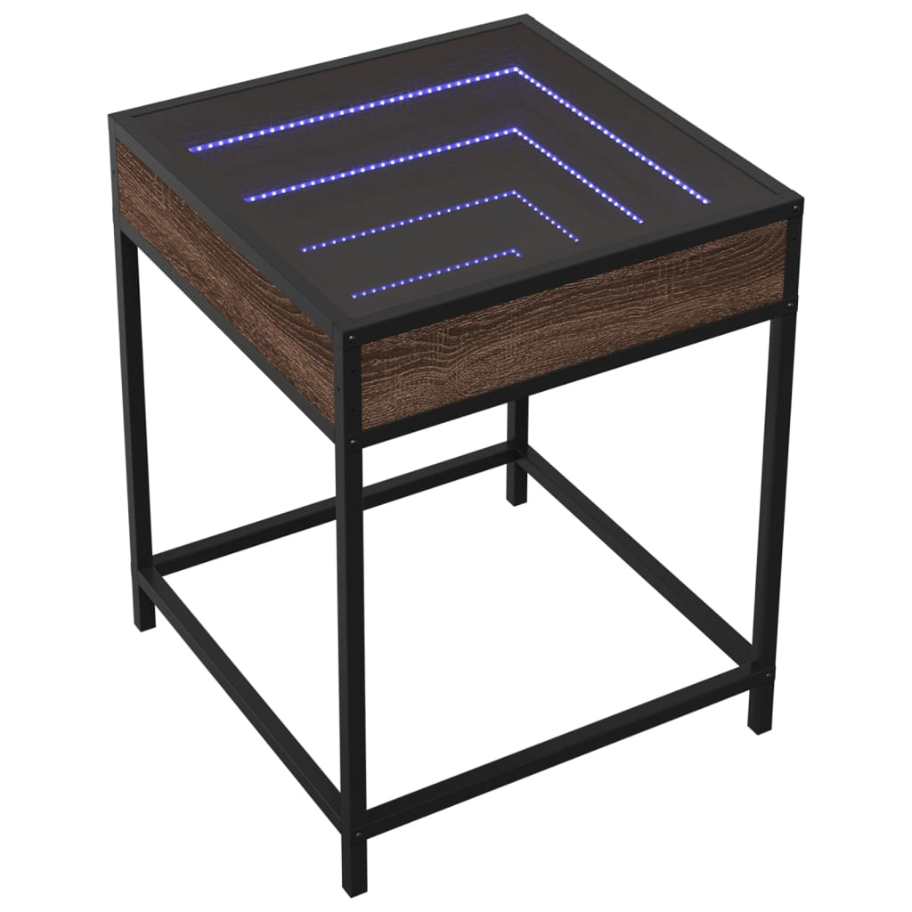 Mesa de cabeceira c/ LED infinity 40x40x51 cm carvalho castanho
