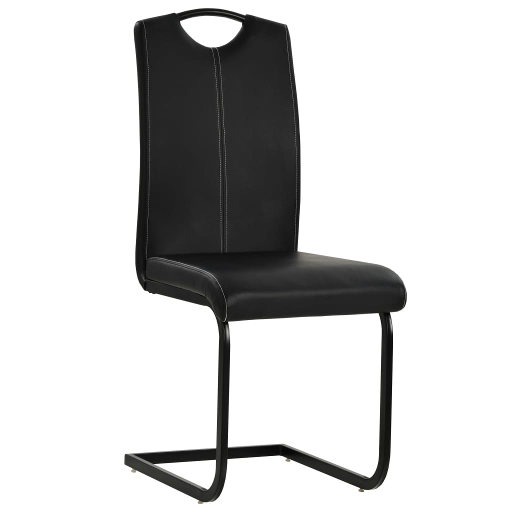 Cadeiras de jantar cantilever 6 pcs couro artificial preto