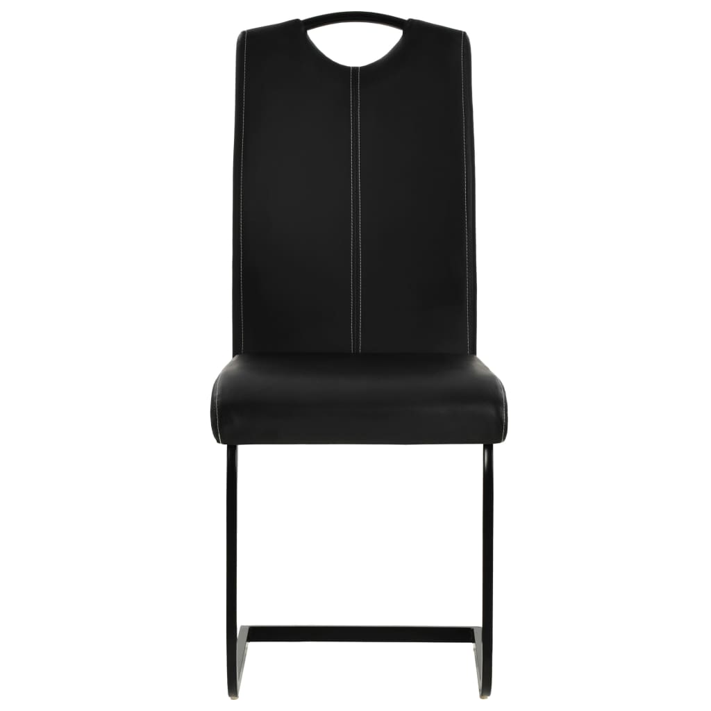 Cadeiras de jantar cantilever 6 pcs couro artificial preto