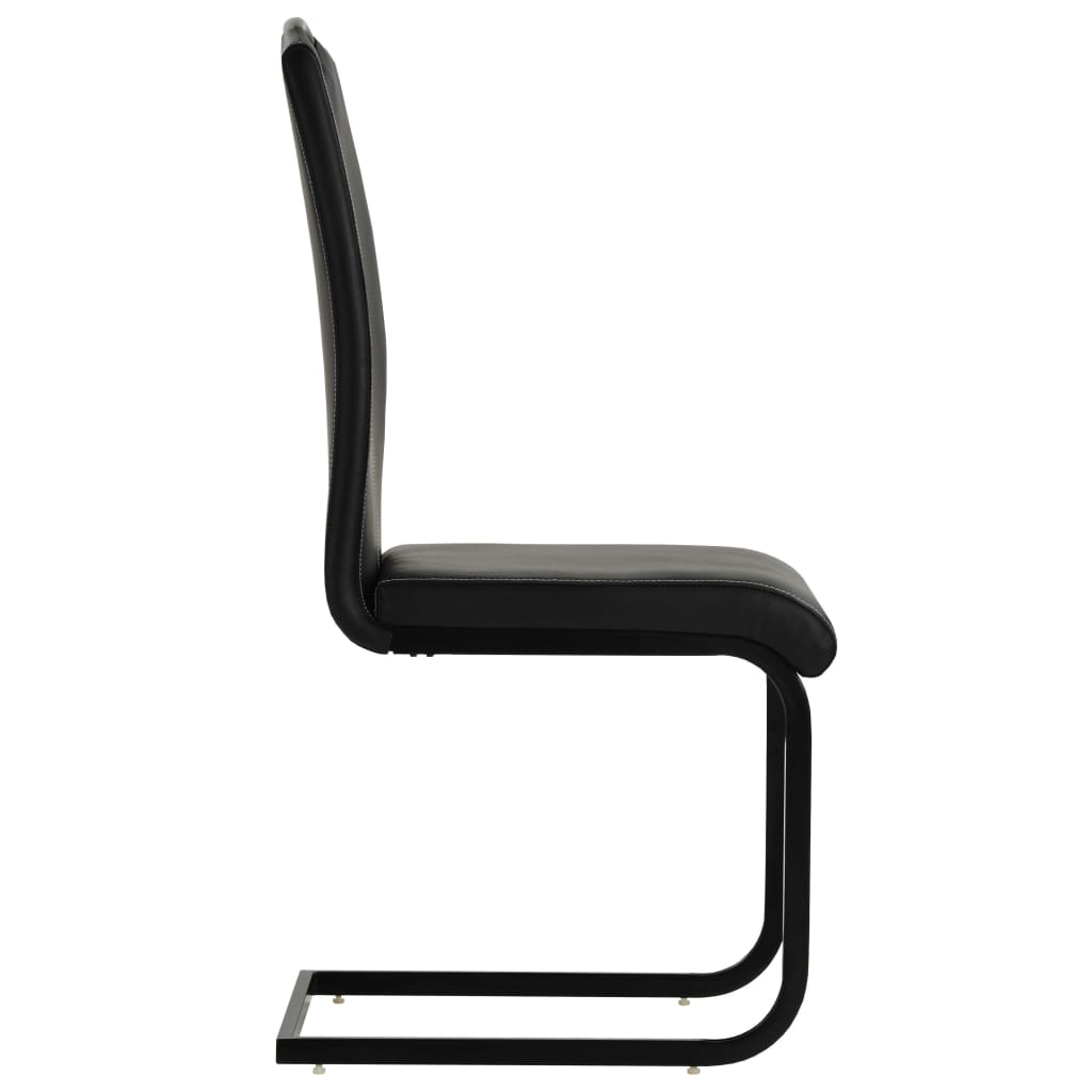 Cadeiras de jantar cantilever 6 pcs couro artificial preto