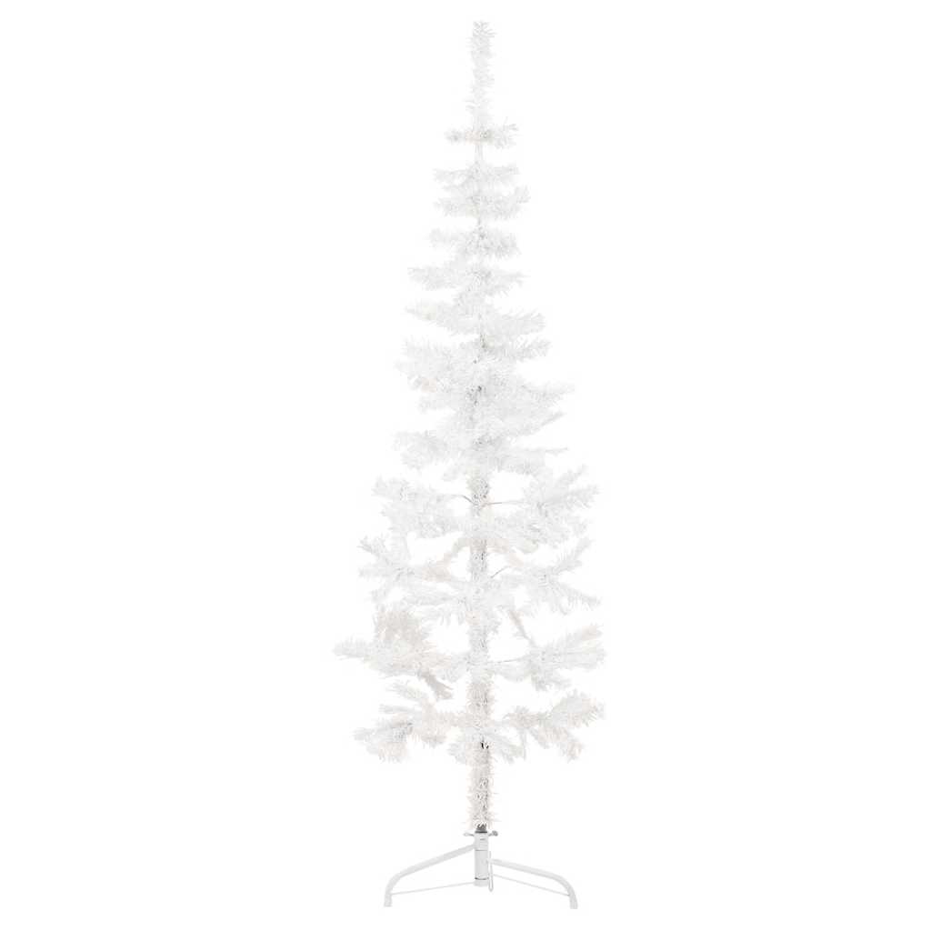Meia árvore de natal fina com suporte 180 cm branco