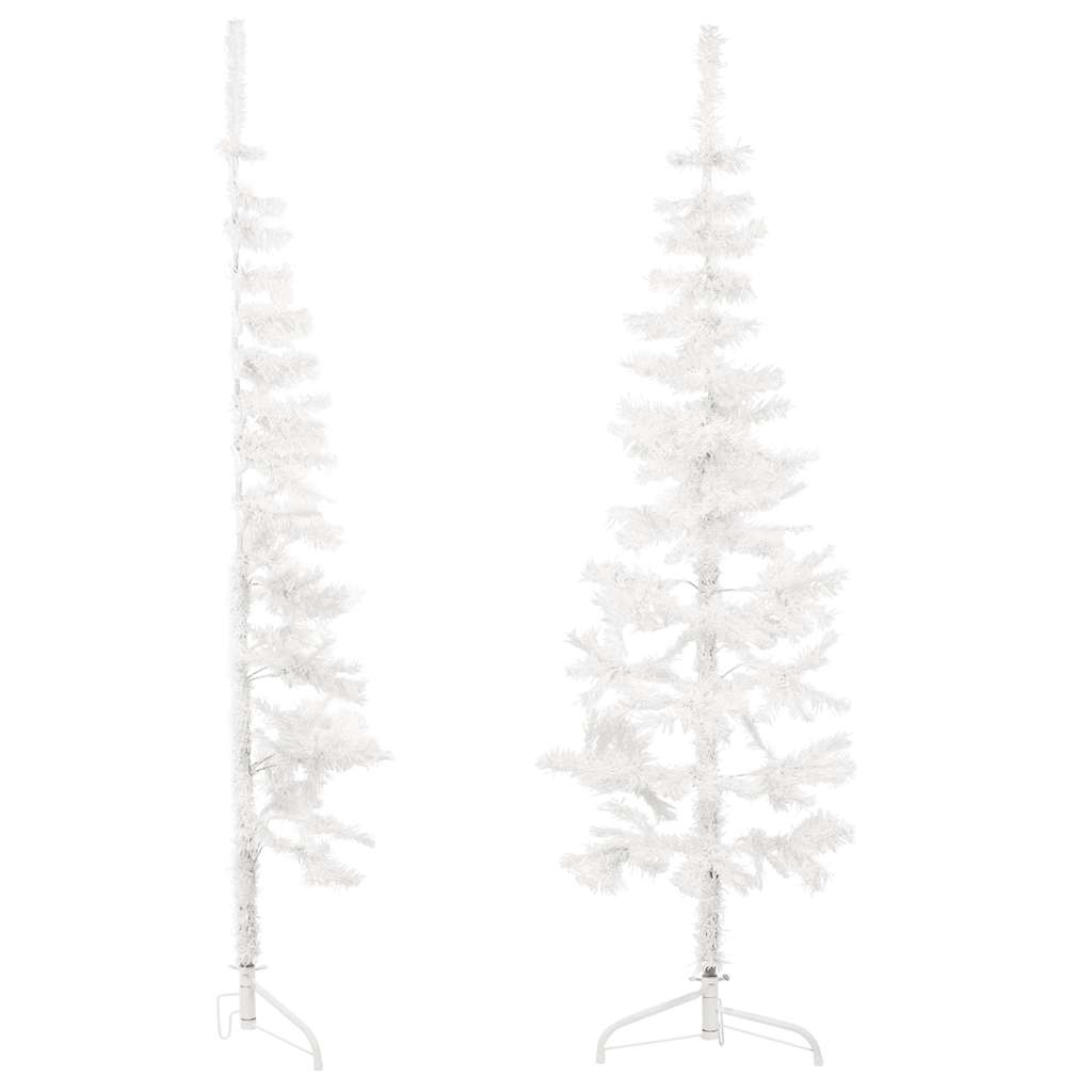 Meia árvore de natal fina com suporte 180 cm branco