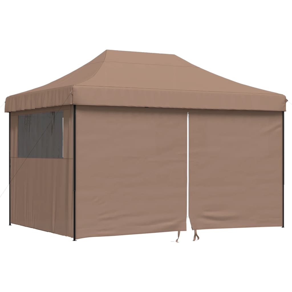 Tenda p/ festas pop-up dobrável com 4 paredes laterais castanho