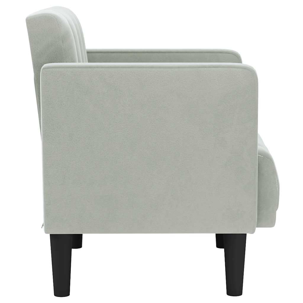 Poltrona com apoio de braços 53 cm veludo cinzento-claro