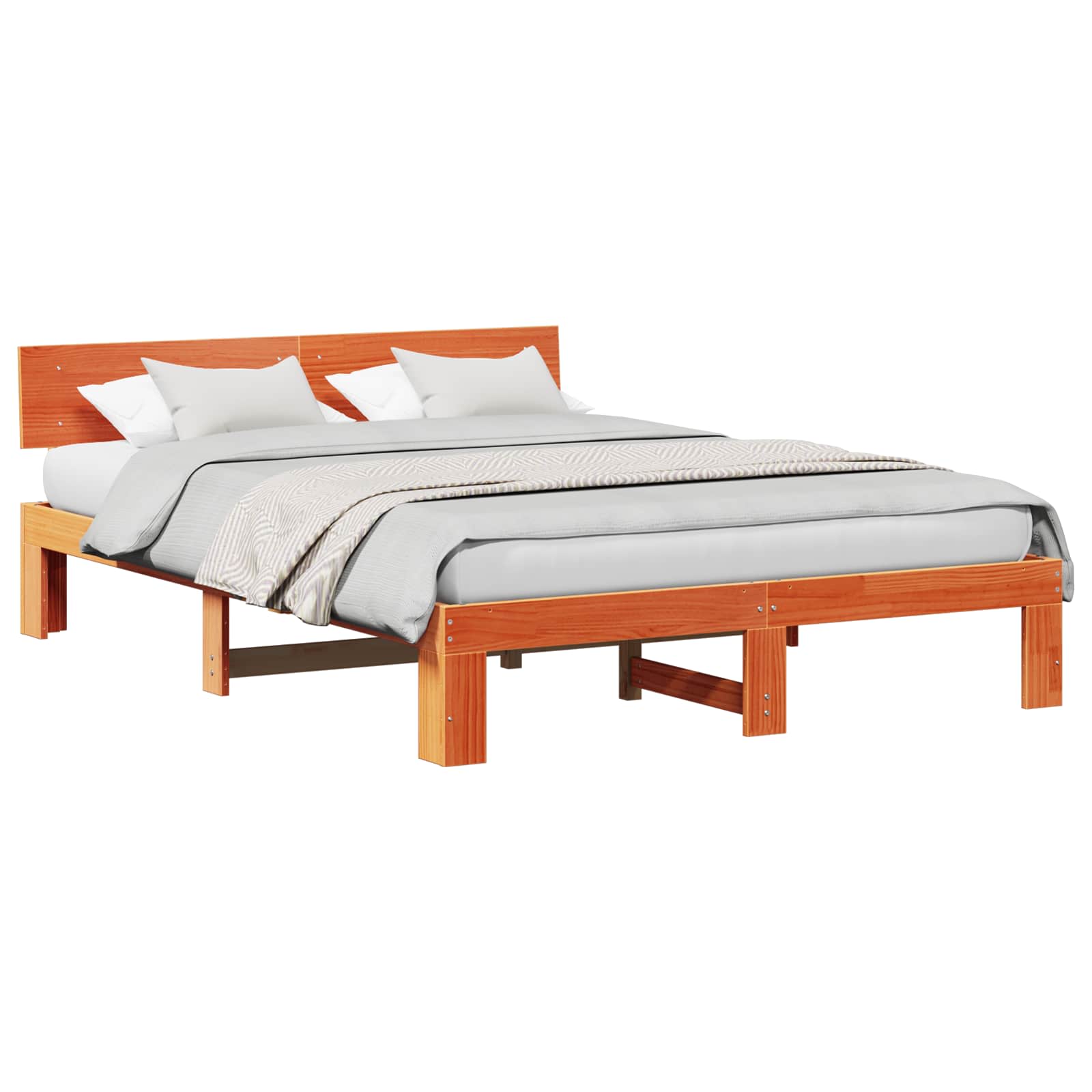 Estrutura da cama com cabeceira marrom cera 160 x 200 cm