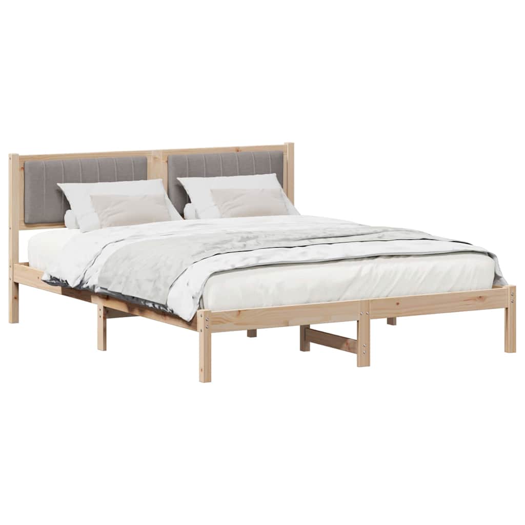 Estrutura de cama com cabeceira estofada cinzento-acastanhado