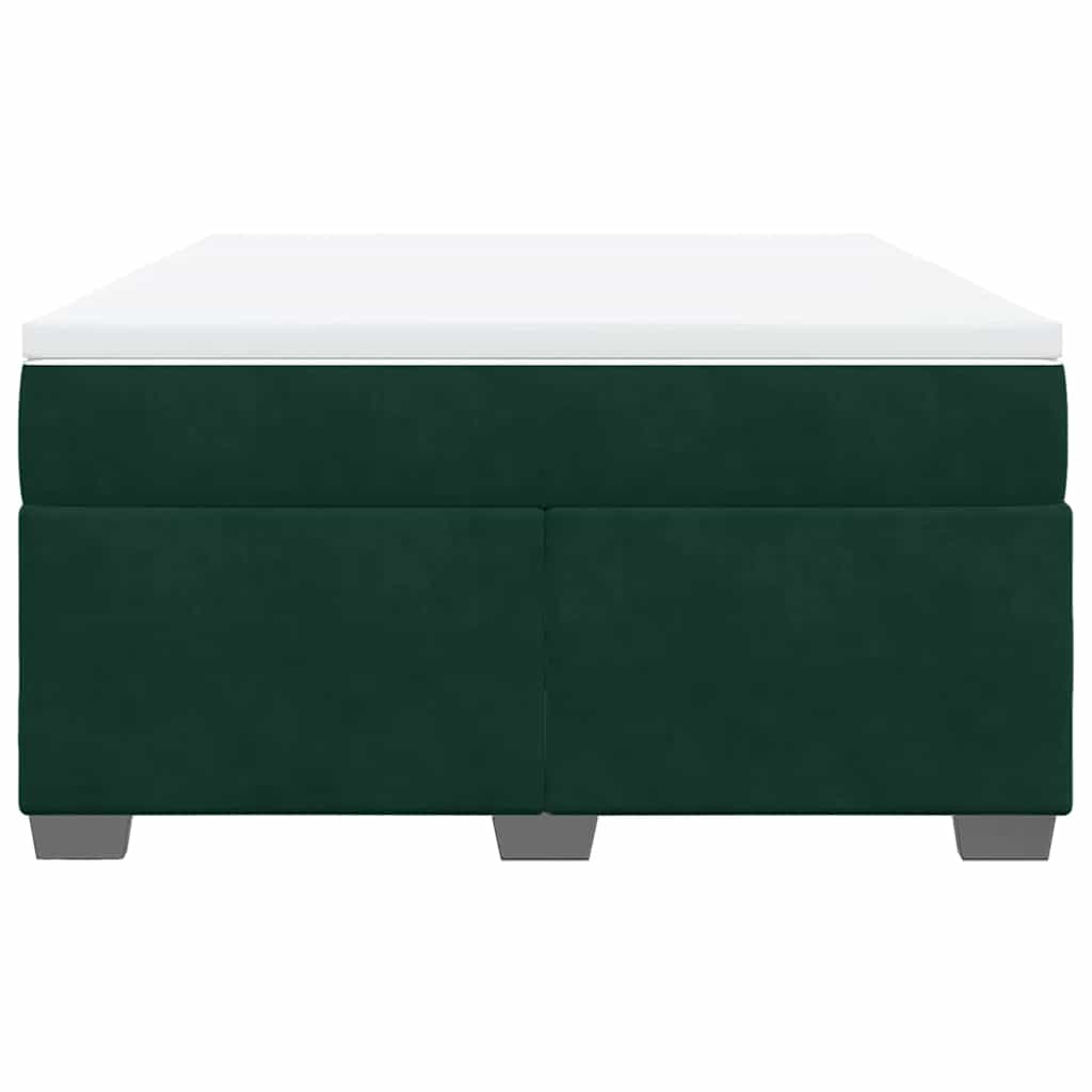 Cama com molas/colchão 140x200 cm veludo verde-escuro