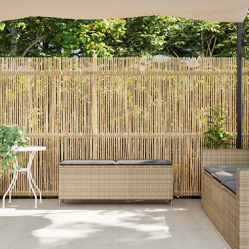 Banco de jardim com almofadão 110x30x40,5 cm vime PE bege