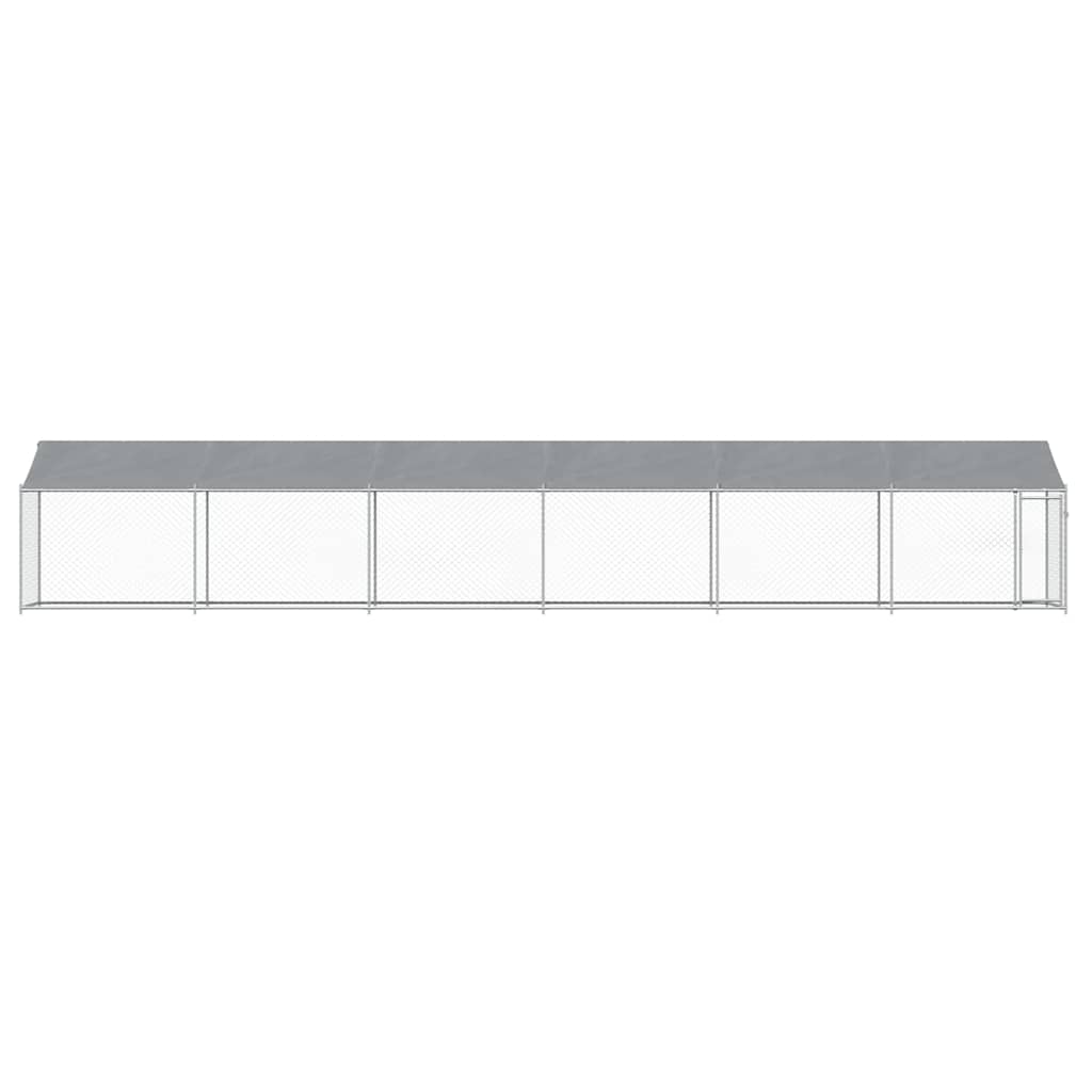 Jaula para cão com telhado/porta 12x2x2m aço galvanizado cinza