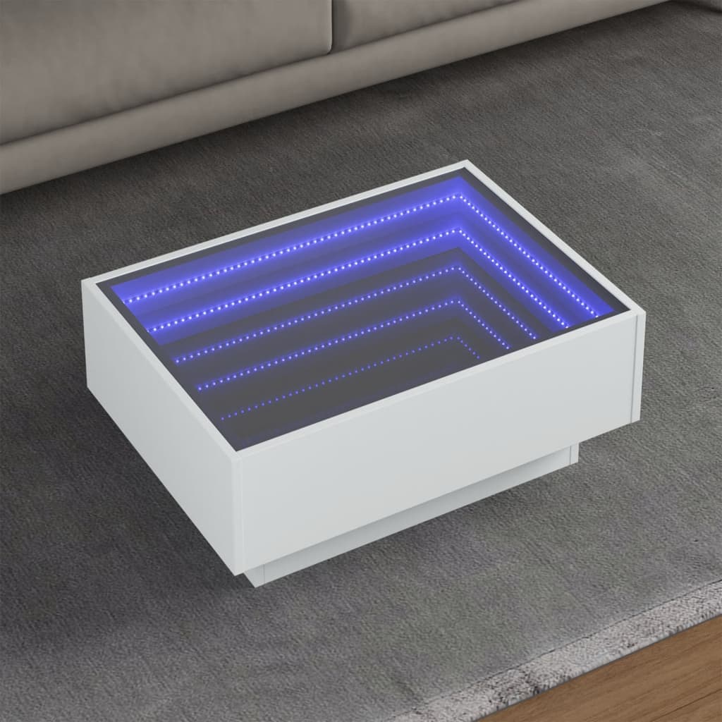 Mesa de centro c/ leds 70x50x30 cm derivados de madeira branco