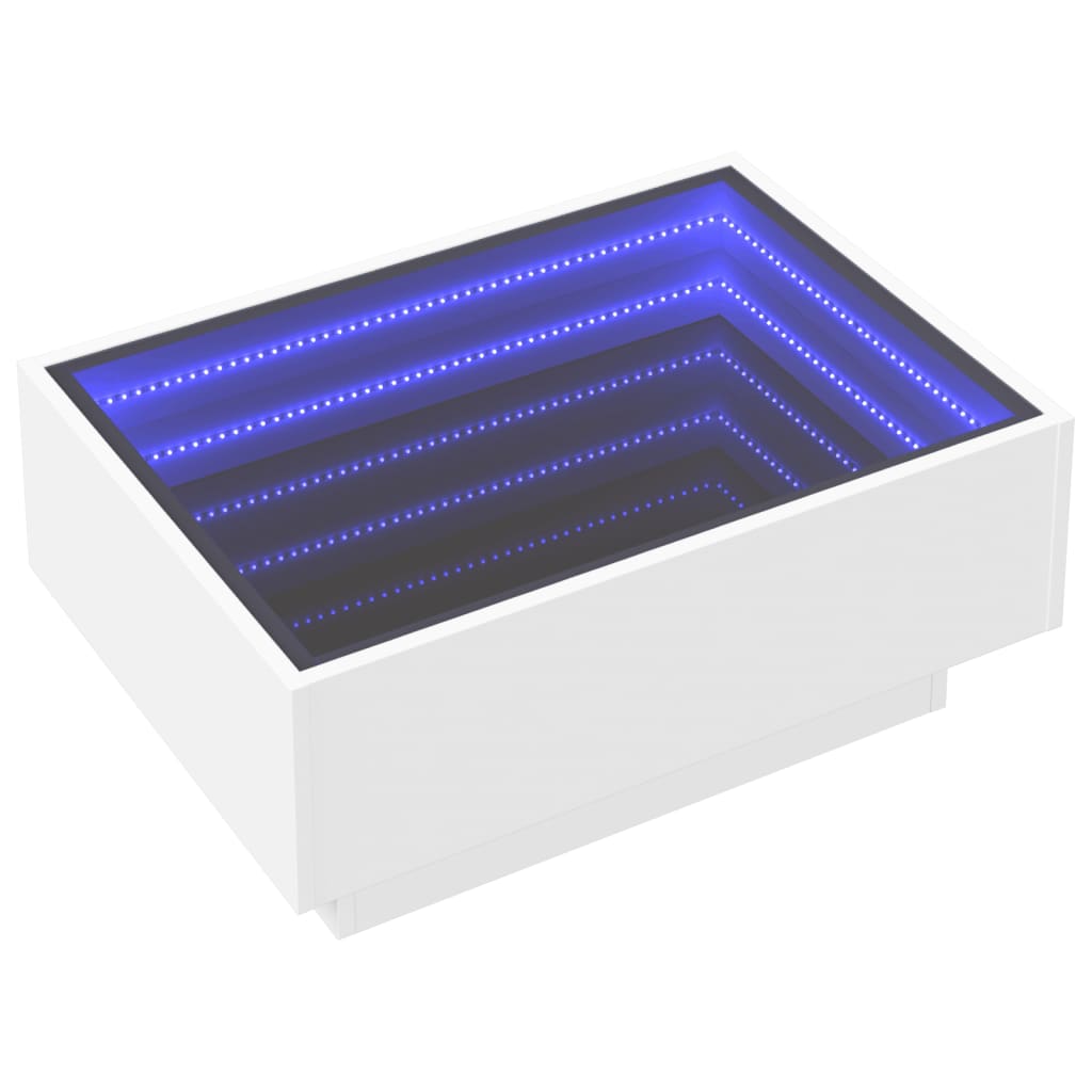 Mesa de centro c/ leds 70x50x30 cm derivados de madeira branco