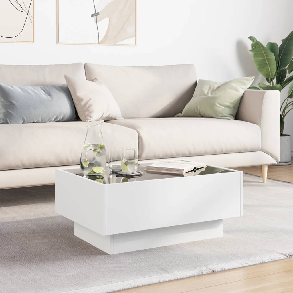 Mesa de centro c/ leds 70x50x30 cm derivados de madeira branco