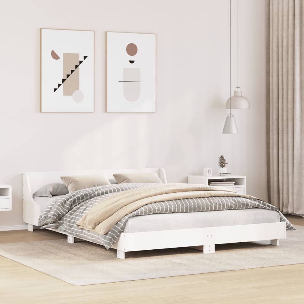 Cama sem colchão 120x200 cm madeira de pinho maciça branco