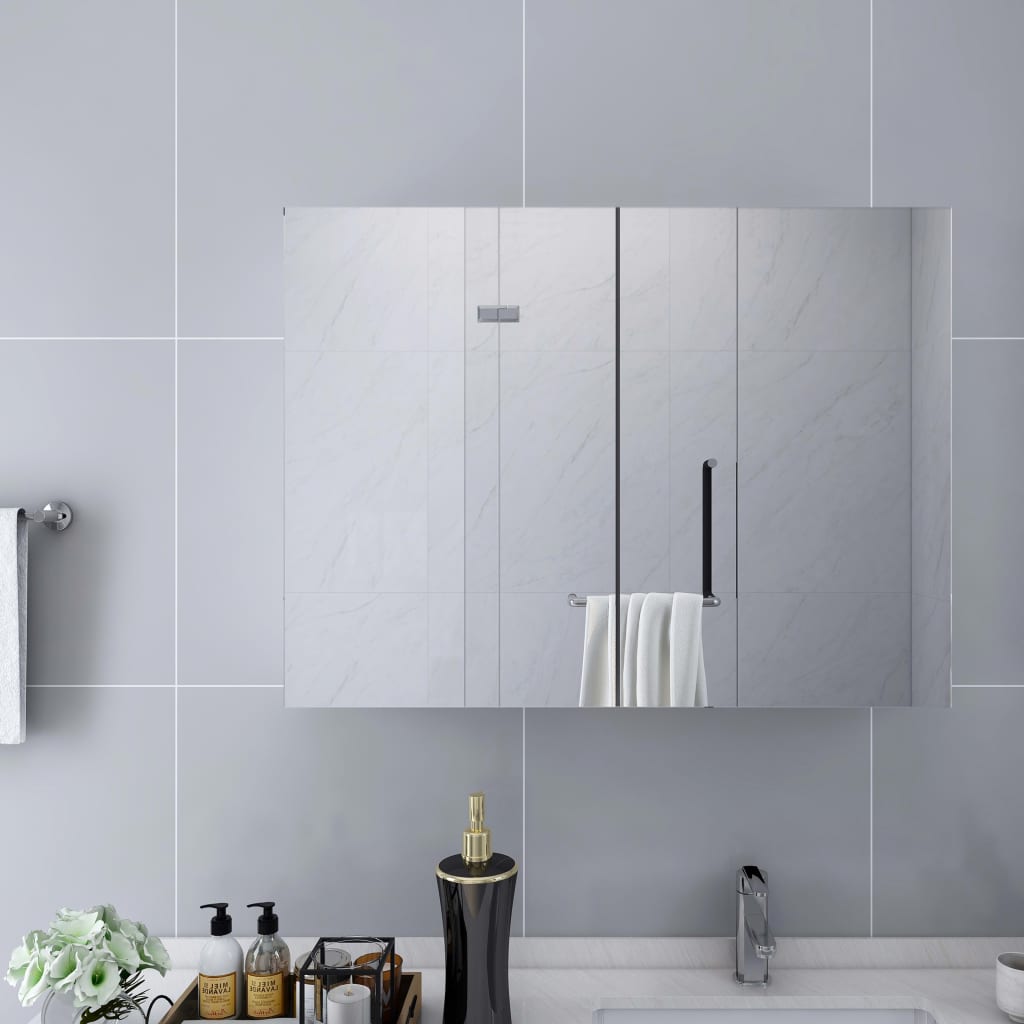 Armário espelhado casa de banho 80x15x60 cm MDF branco