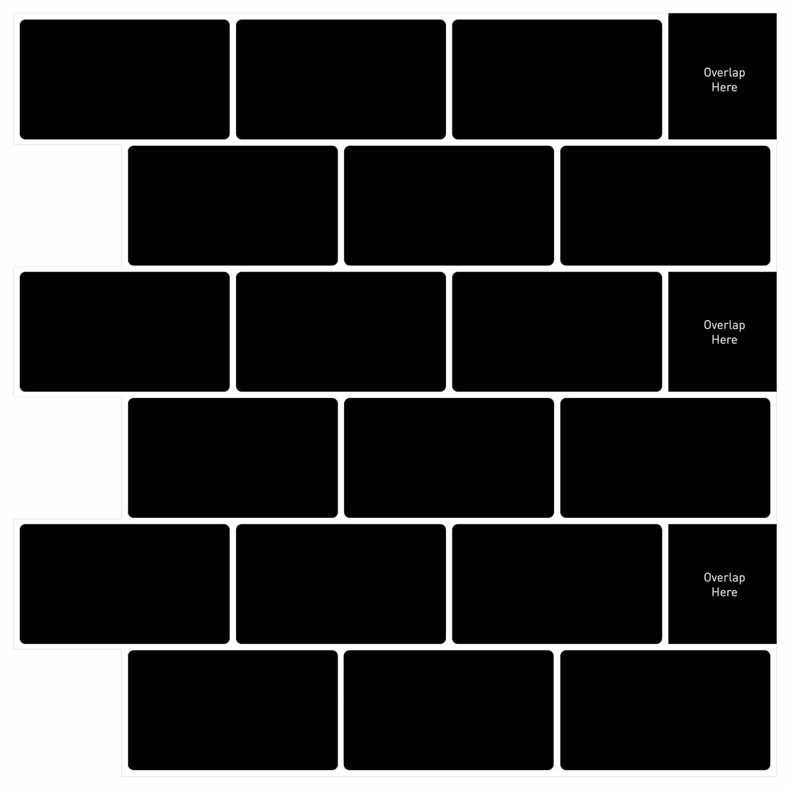 Azulejo subterrâneo 20 unid. preto 30 x 30 cm poliuretano e PET