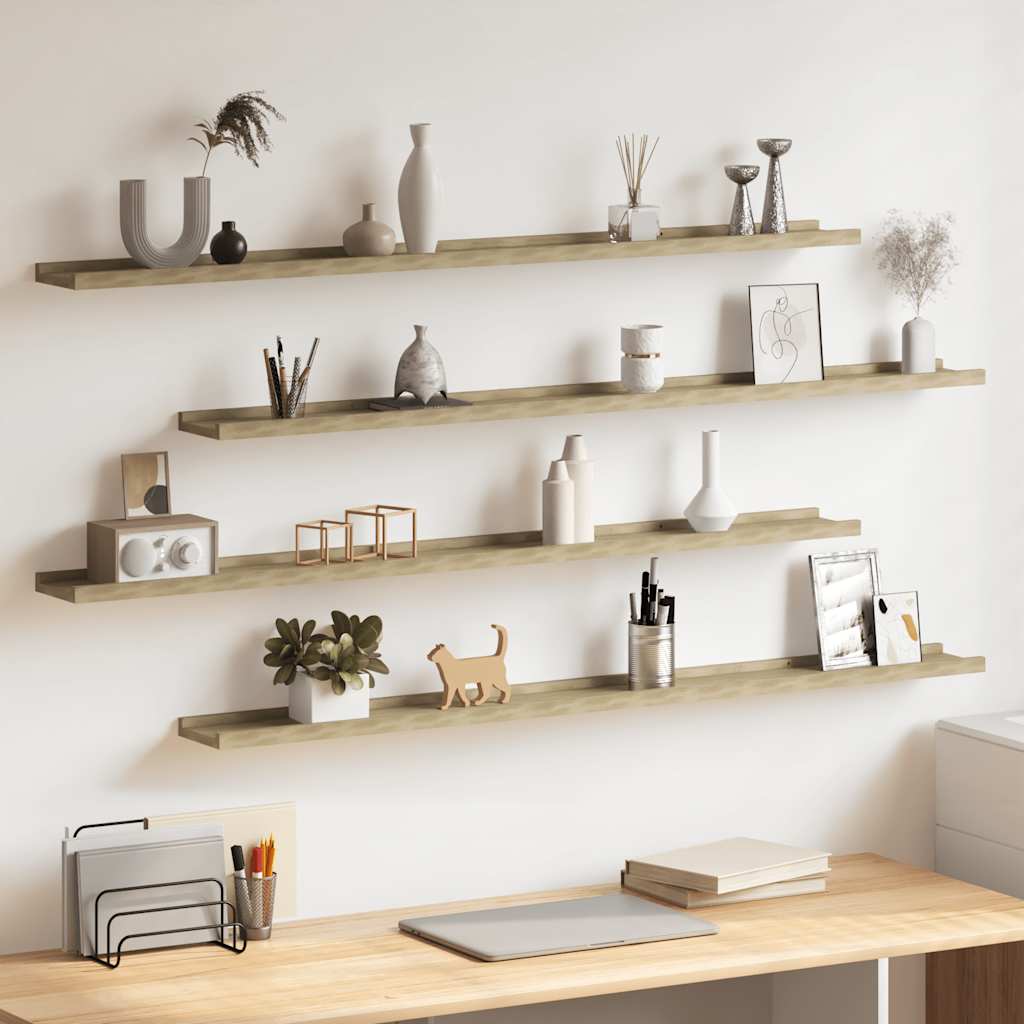 Prateleiras de parede 4 pcs 115x9x3 cm carvalho sonoma