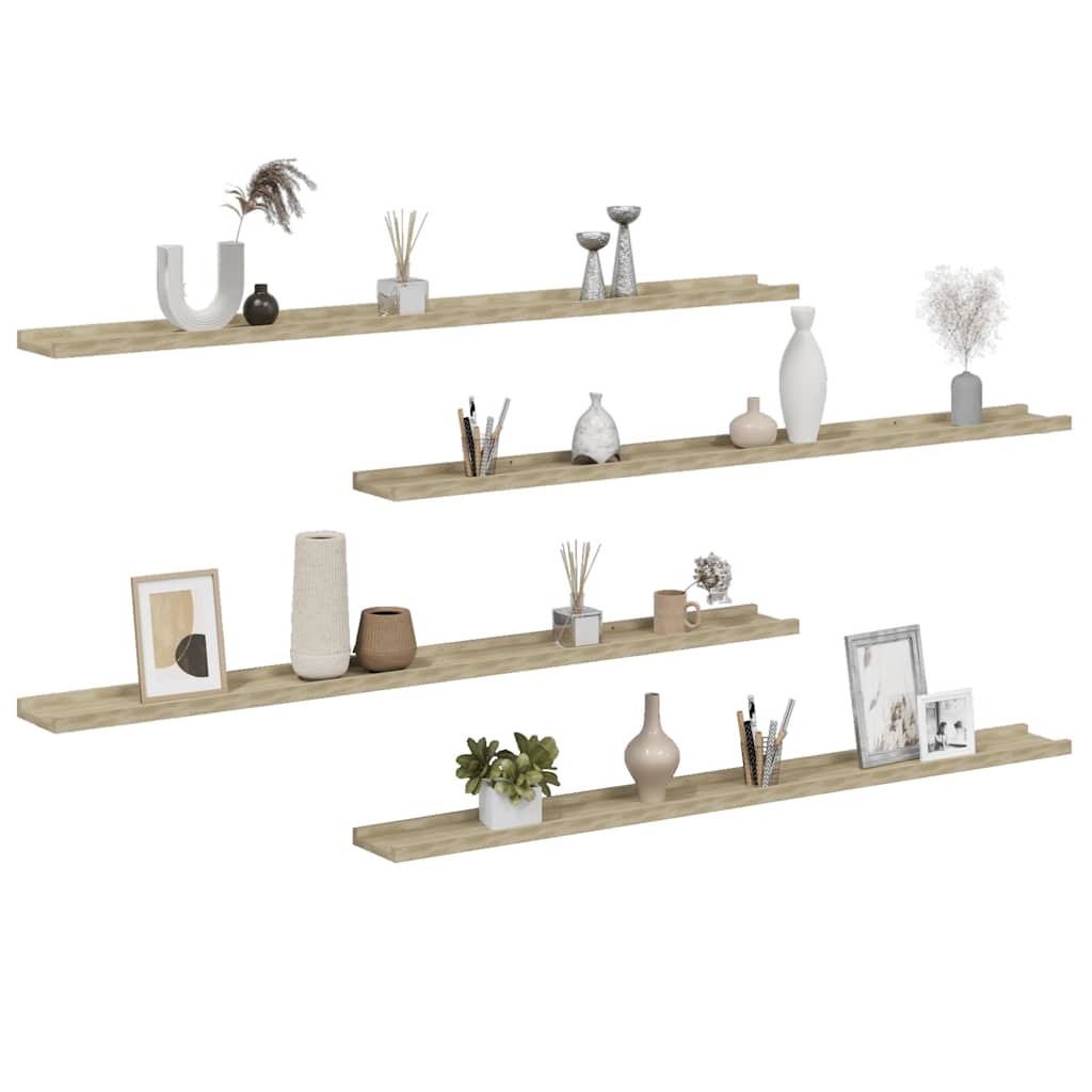 Prateleiras de parede 4 pcs 115x9x3 cm carvalho sonoma