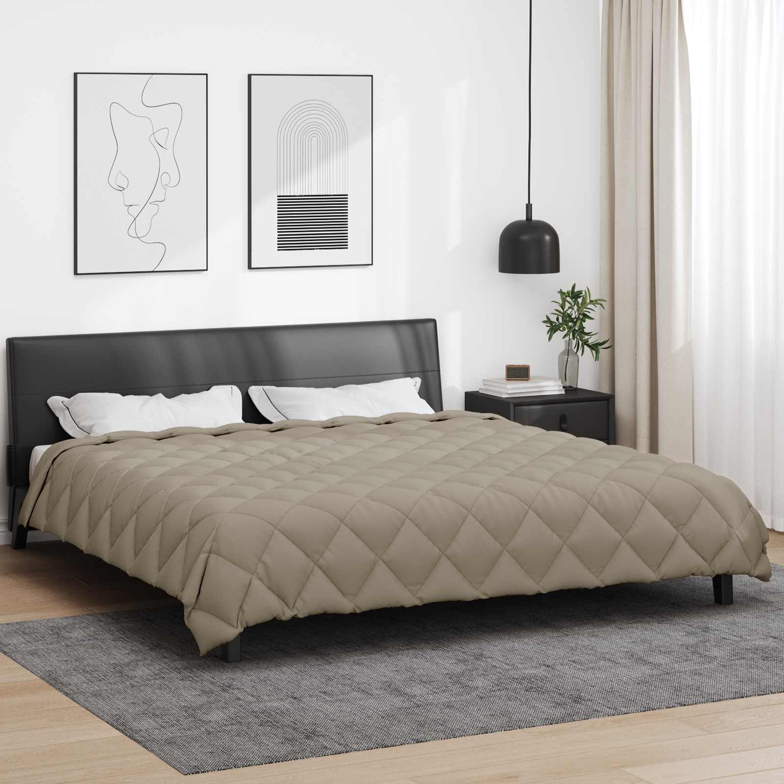 Edredom de inverno 200 x 200 cm 450 gsm cinzento-claro